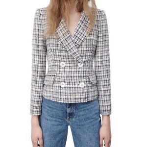 NWT Zara Double Breasted Textured Weave Blazer size M